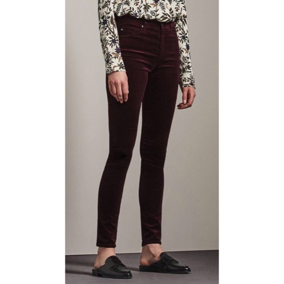 AG Adriano Goldschmied The Farrah High Rise Skinny Red Velvet Jeans EUC Size 24 - Picture 1 of 9